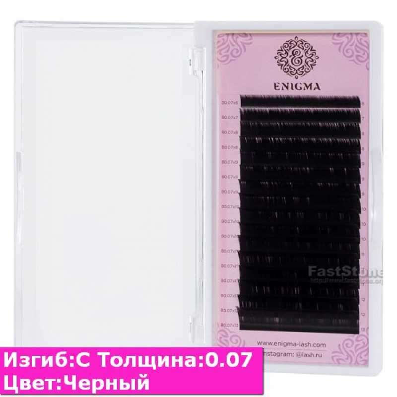 Черные ресницы ENIGMA C / 0,07 (микс) 16 линий