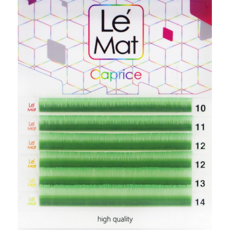 Цветные ресницы Le Maitre "Caprice" Green C / 0.07 (микс) 6 линий