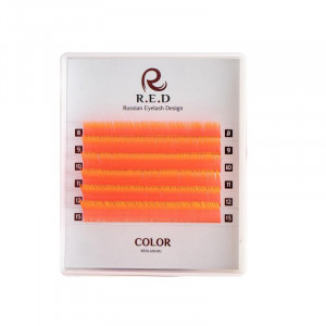 Цветные ресницы R.E.D "Legend" Neon Red D / 0.1 (микс) 6 линий