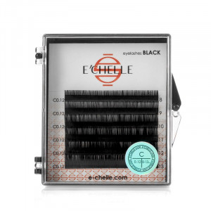 Черные ресницы E'CHELLE M / 0.10 (микс) 6 линий
